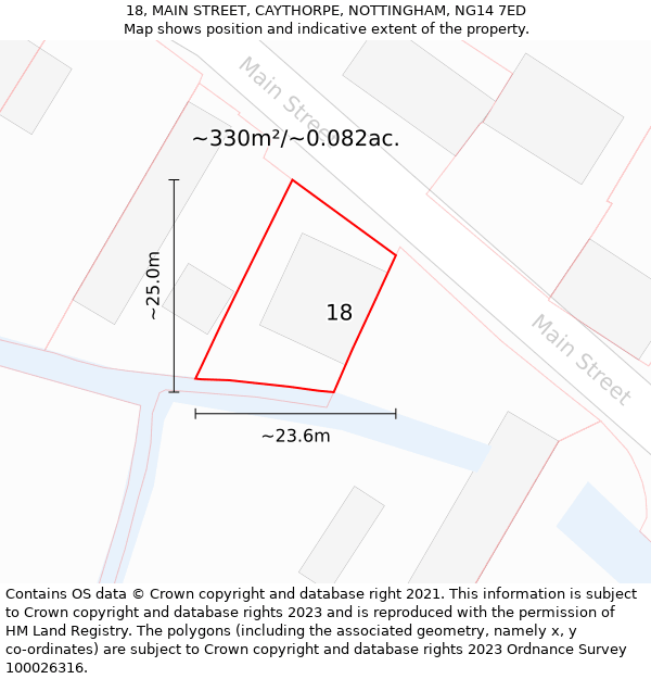 18, MAIN STREET, CAYTHORPE, NOTTINGHAM, NG14 7ED: Plot and title map