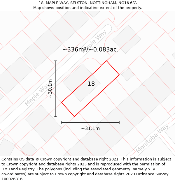 18, MAPLE WAY, SELSTON, NOTTINGHAM, NG16 6FA: Plot and title map