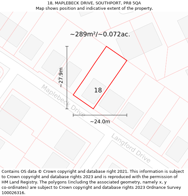 18, MAPLEBECK DRIVE, SOUTHPORT, PR8 5QA: Plot and title map