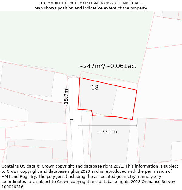 18, MARKET PLACE, AYLSHAM, NORWICH, NR11 6EH: Plot and title map