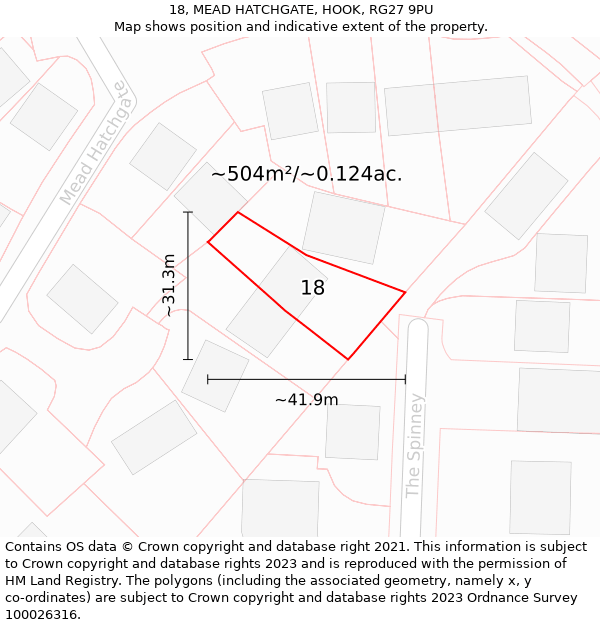 18, MEAD HATCHGATE, HOOK, RG27 9PU: Plot and title map