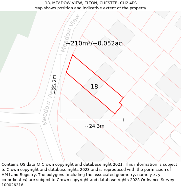 18, MEADOW VIEW, ELTON, CHESTER, CH2 4PS: Plot and title map