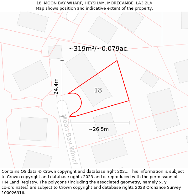 18, MOON BAY WHARF, HEYSHAM, MORECAMBE, LA3 2LA: Plot and title map