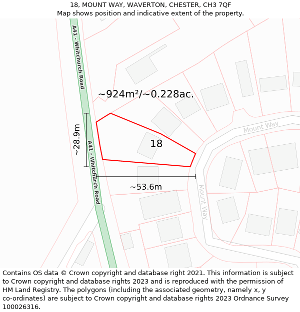 18, MOUNT WAY, WAVERTON, CHESTER, CH3 7QF: Plot and title map