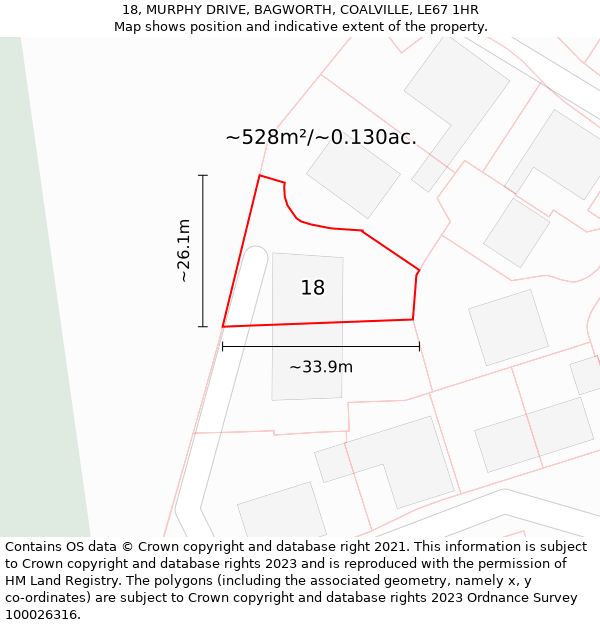 18, MURPHY DRIVE, BAGWORTH, COALVILLE, LE67 1HR: Plot and title map