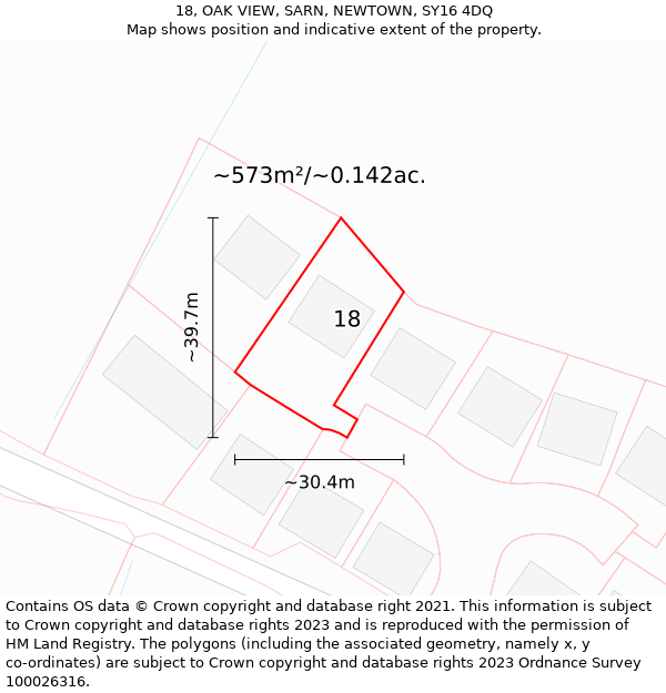 18, OAK VIEW, SARN, NEWTOWN, SY16 4DQ: Plot and title map