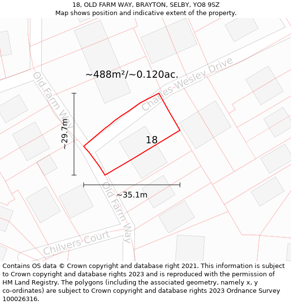 18, OLD FARM WAY, BRAYTON, SELBY, YO8 9SZ: Plot and title map