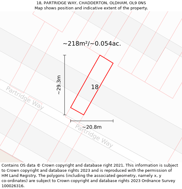 18, PARTRIDGE WAY, CHADDERTON, OLDHAM, OL9 0NS: Plot and title map