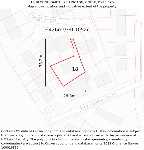 18, PLOUGH GARTH, KELLINGTON, GOOLE, DN14 0PD: Plot and title map