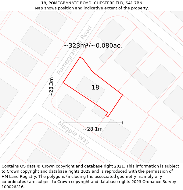 18, POMEGRANATE ROAD, CHESTERFIELD, S41 7BN: Plot and title map