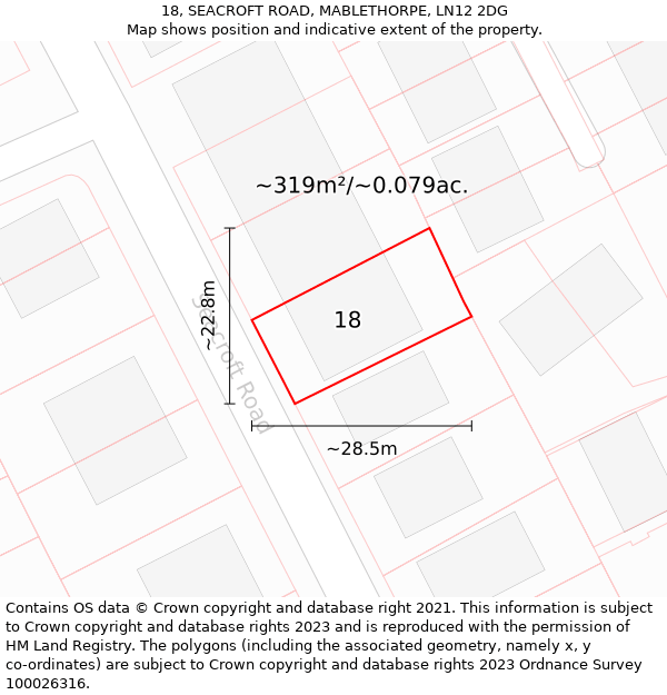 18, SEACROFT ROAD, MABLETHORPE, LN12 2DG: Plot and title map