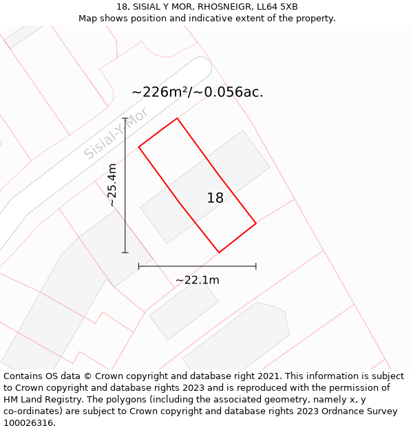 18, SISIAL Y MOR, RHOSNEIGR, LL64 5XB: Plot and title map