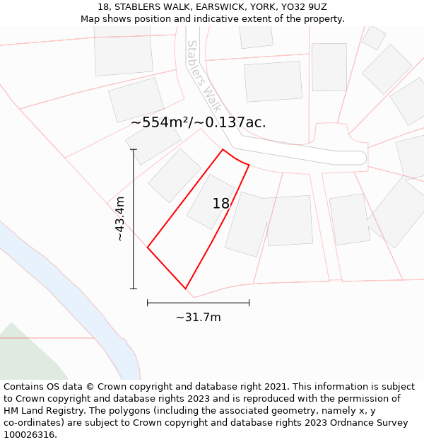 18, STABLERS WALK, EARSWICK, YORK, YO32 9UZ: Plot and title map