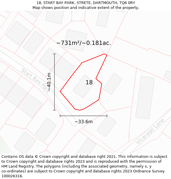 18, START BAY PARK, STRETE, DARTMOUTH, TQ6 0RY: Plot and title map