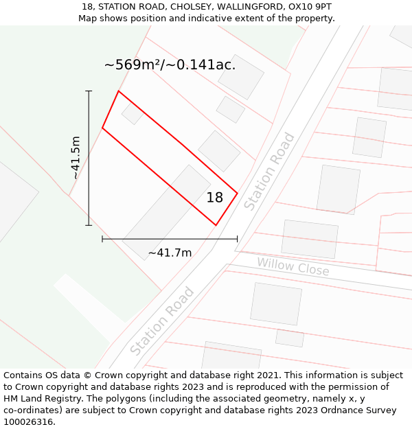 18, STATION ROAD, CHOLSEY, WALLINGFORD, OX10 9PT: Plot and title map