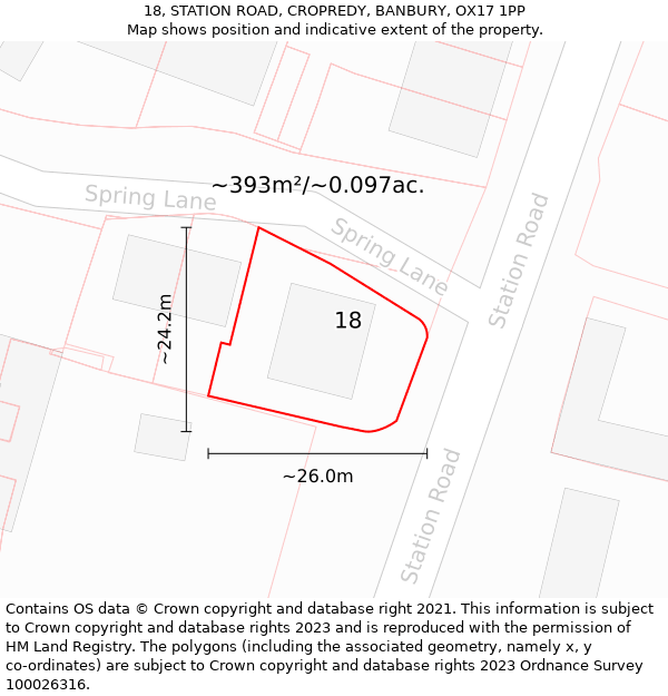 18, STATION ROAD, CROPREDY, BANBURY, OX17 1PP: Plot and title map