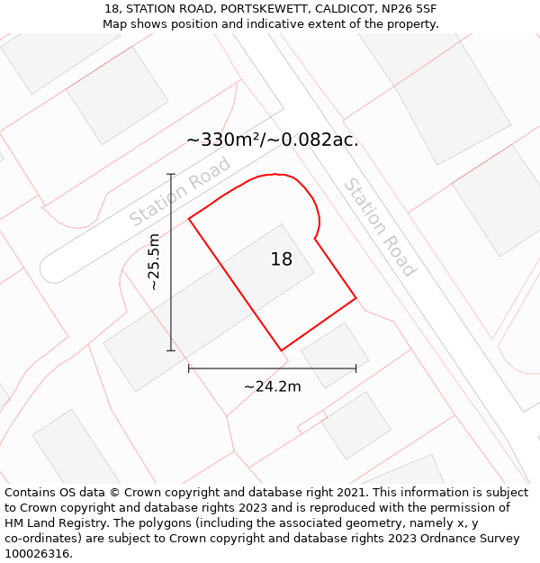 18, STATION ROAD, PORTSKEWETT, CALDICOT, NP26 5SF: Plot and title map