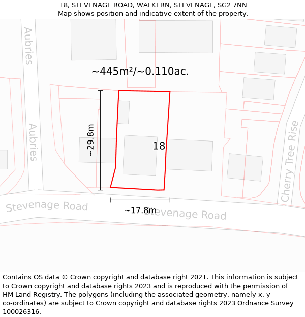 18, STEVENAGE ROAD, WALKERN, STEVENAGE, SG2 7NN: Plot and title map