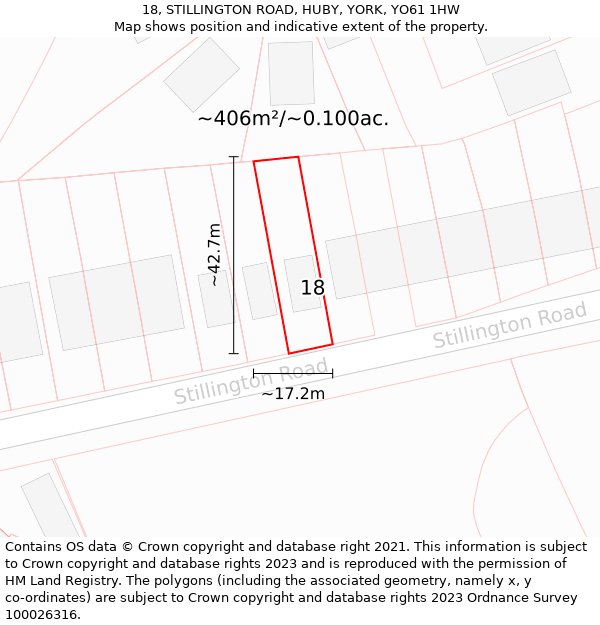 18, STILLINGTON ROAD, HUBY, YORK, YO61 1HW: Plot and title map