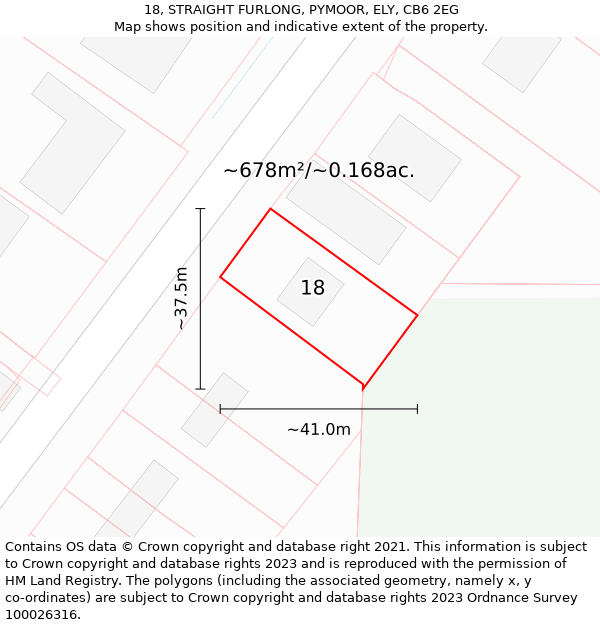 18, STRAIGHT FURLONG, PYMOOR, ELY, CB6 2EG: Plot and title map