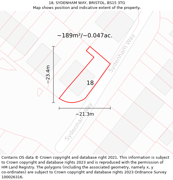 18, SYDENHAM WAY, BRISTOL, BS15 3TG: Plot and title map