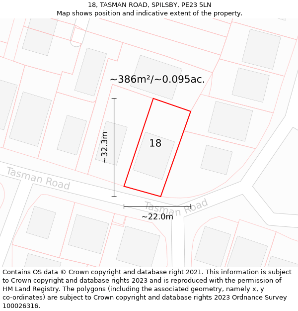 18, TASMAN ROAD, SPILSBY, PE23 5LN: Plot and title map