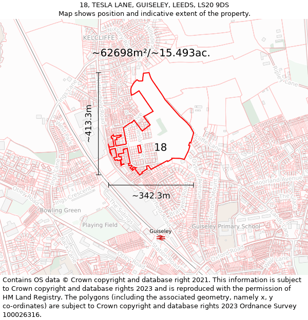 18, TESLA LANE, GUISELEY, LEEDS, LS20 9DS: Plot and title map