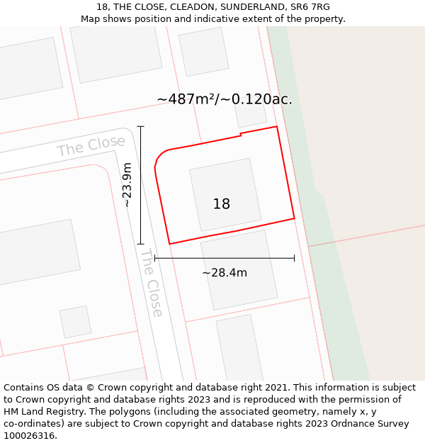 18, THE CLOSE, CLEADON, SUNDERLAND, SR6 7RG: Plot and title map