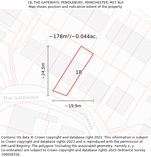 18, THE GATEWAYS, PENDLEBURY, MANCHESTER, M27 6LA: Plot and title map