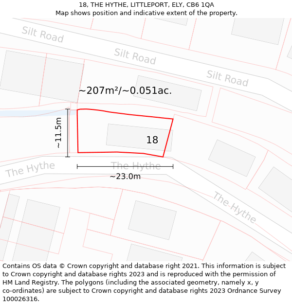 18, THE HYTHE, LITTLEPORT, ELY, CB6 1QA: Plot and title map