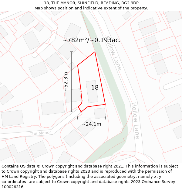 18, THE MANOR, SHINFIELD, READING, RG2 9DP: Plot and title map