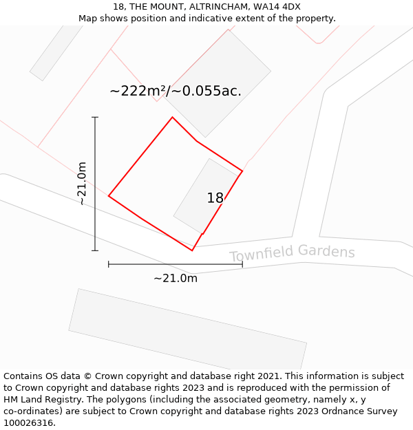 18, THE MOUNT, ALTRINCHAM, WA14 4DX: Plot and title map