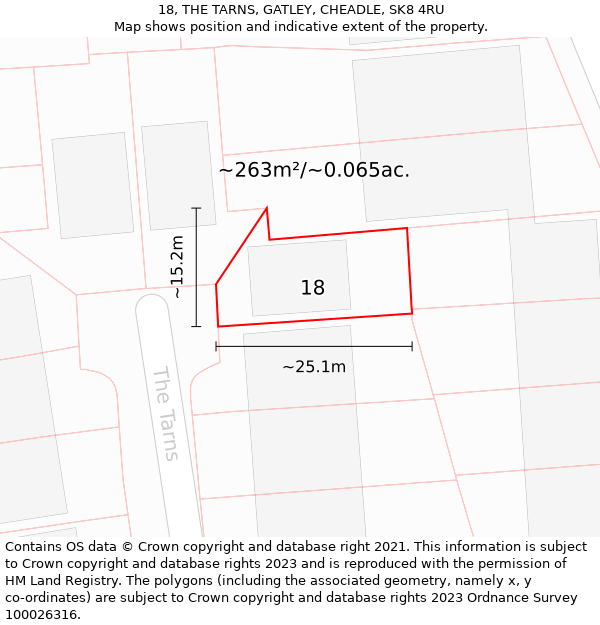 18, THE TARNS, GATLEY, CHEADLE, SK8 4RU: Plot and title map