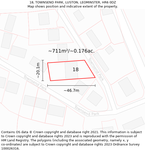 18, TOWNSEND PARK, LUSTON, LEOMINSTER, HR6 0DZ: Plot and title map