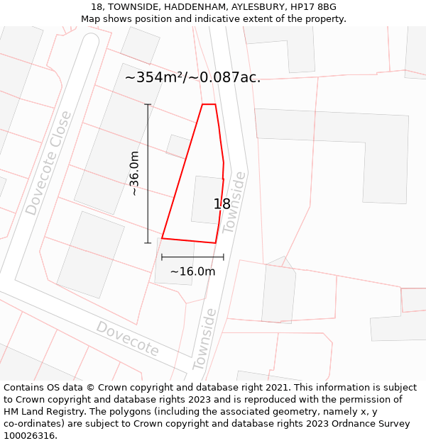 18, TOWNSIDE, HADDENHAM, AYLESBURY, HP17 8BG: Plot and title map