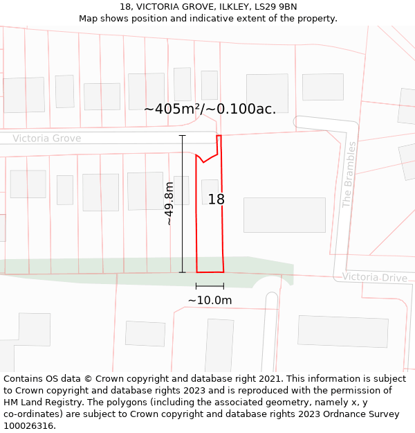 18, VICTORIA GROVE, ILKLEY, LS29 9BN: Plot and title map