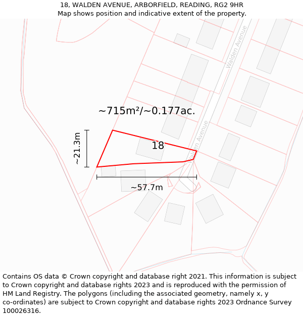 18, WALDEN AVENUE, ARBORFIELD, READING, RG2 9HR: Plot and title map