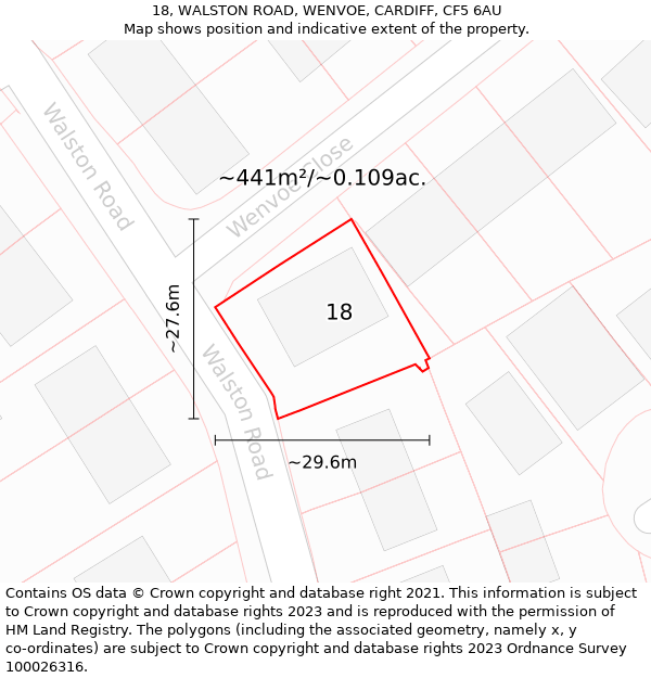 18, WALSTON ROAD, WENVOE, CARDIFF, CF5 6AU: Plot and title map