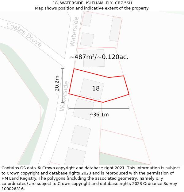 18, WATERSIDE, ISLEHAM, ELY, CB7 5SH: Plot and title map