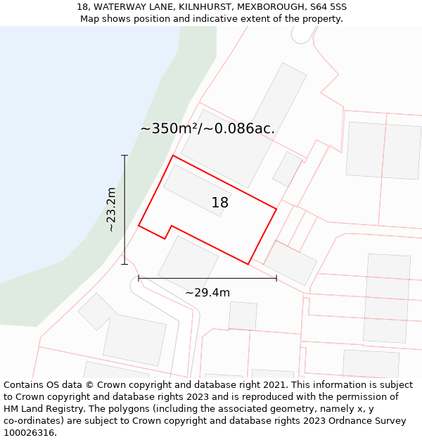 18, WATERWAY LANE, KILNHURST, MEXBOROUGH, S64 5SS: Plot and title map