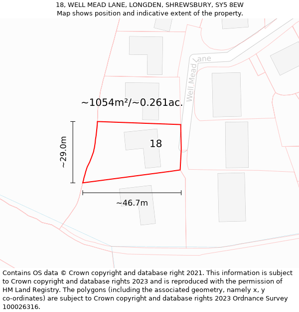 18, WELL MEAD LANE, LONGDEN, SHREWSBURY, SY5 8EW: Plot and title map