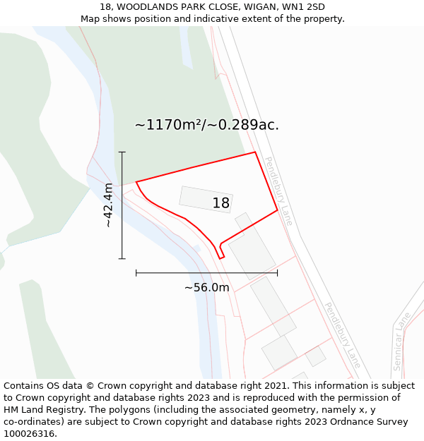 18, WOODLANDS PARK CLOSE, WIGAN, WN1 2SD: Plot and title map