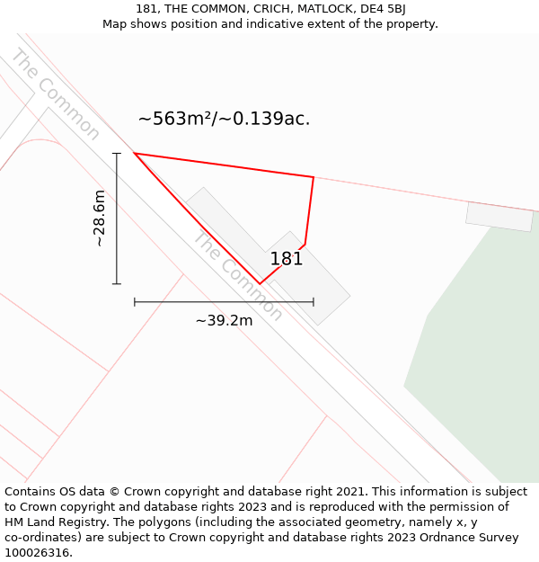 181, THE COMMON, CRICH, MATLOCK, DE4 5BJ: Plot and title map