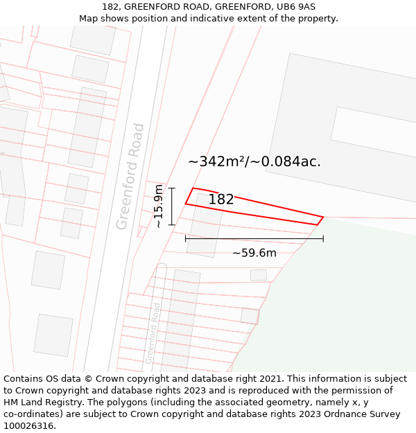 182, GREENFORD ROAD, GREENFORD, UB6 9AS: Plot and title map