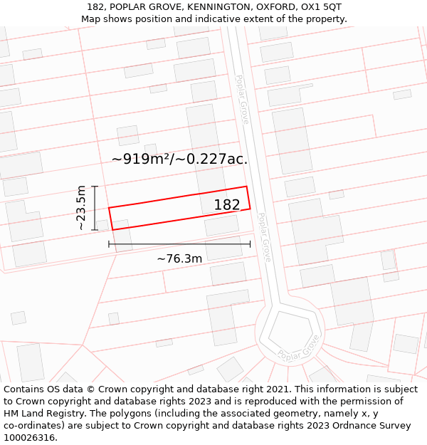 182, POPLAR GROVE, KENNINGTON, OXFORD, OX1 5QT: Plot and title map