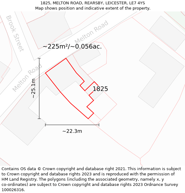 1825, MELTON ROAD, REARSBY, LEICESTER, LE7 4YS: Plot and title map