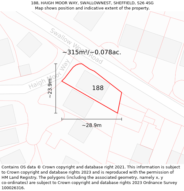 188, HAIGH MOOR WAY, SWALLOWNEST, SHEFFIELD, S26 4SG: Plot and title map