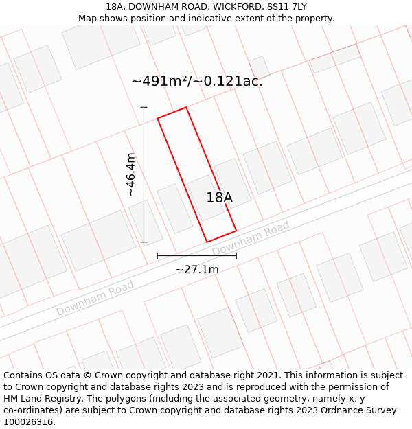 18A, DOWNHAM ROAD, WICKFORD, SS11 7LY: Plot and title map