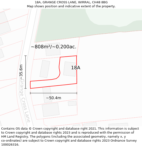 18A, GRANGE CROSS LANE, WIRRAL, CH48 8BG: Plot and title map