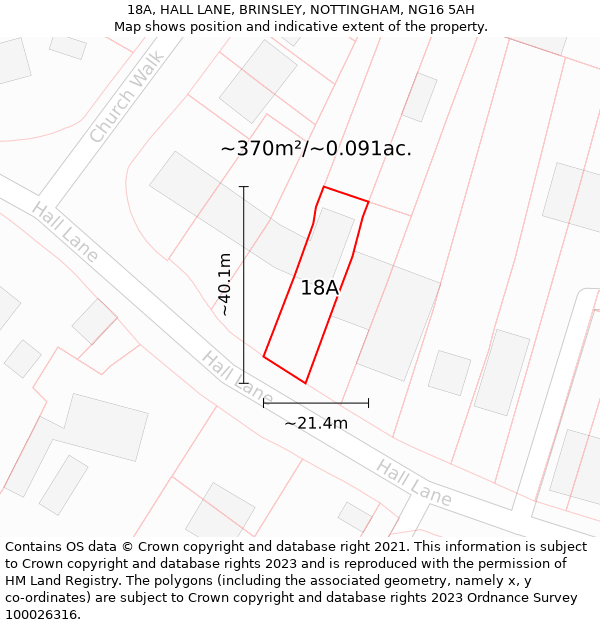 18A, HALL LANE, BRINSLEY, NOTTINGHAM, NG16 5AH: Plot and title map